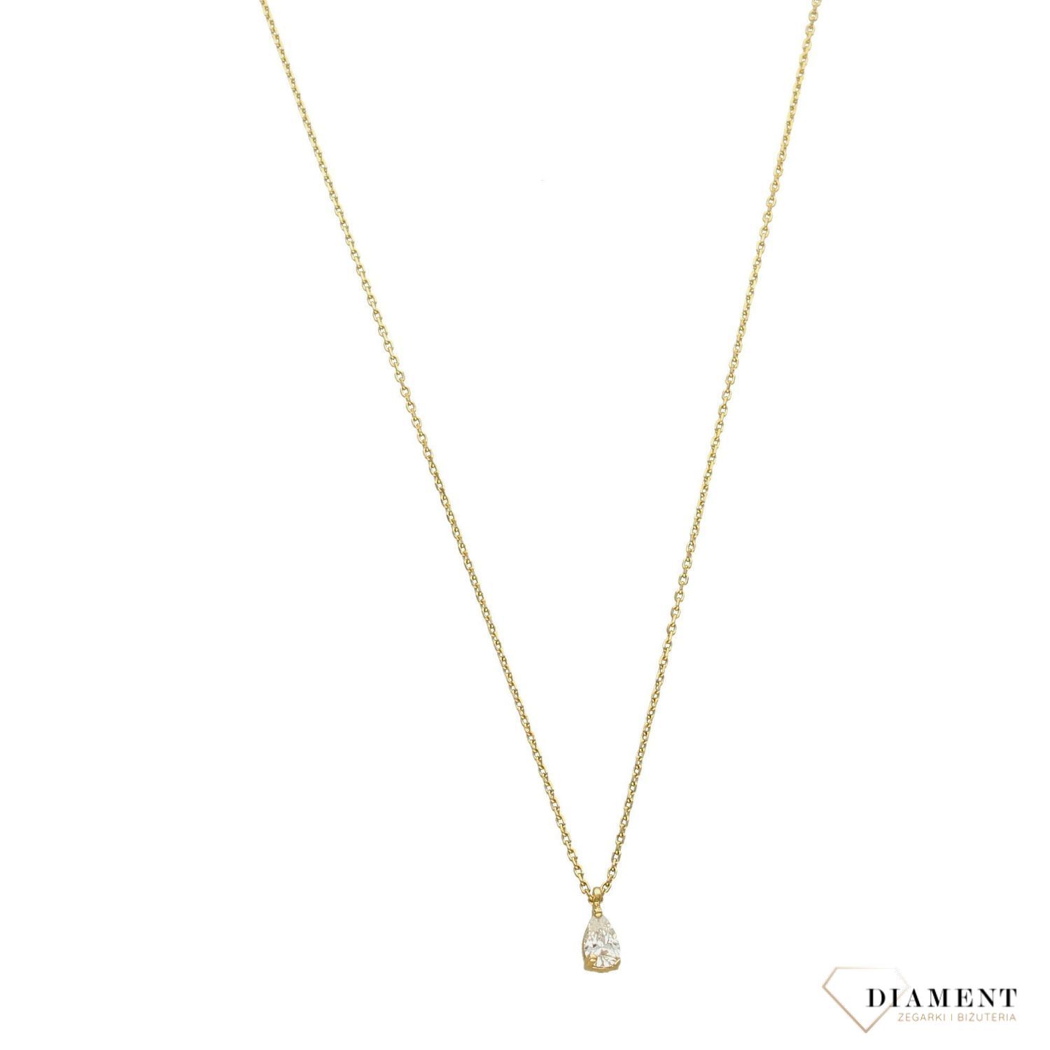 Złoty naszyjnik celebrytka zawieszka łezka z cyrkonią NA 536.11.jpg